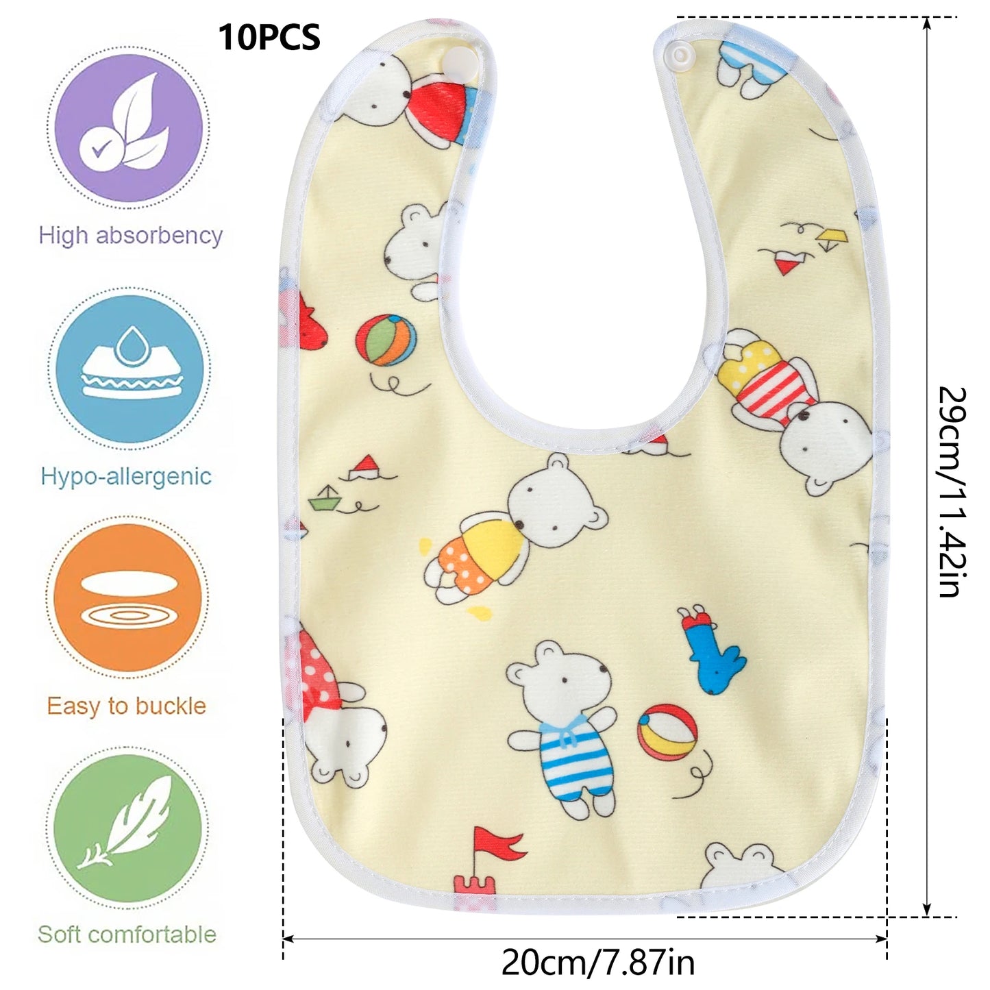 10/20pcs Baby Bib Set for Boys & Girls Breathable Baby Feeding Bibs Skin-friendly Drool Bib Set Drooling and Teething Bibs