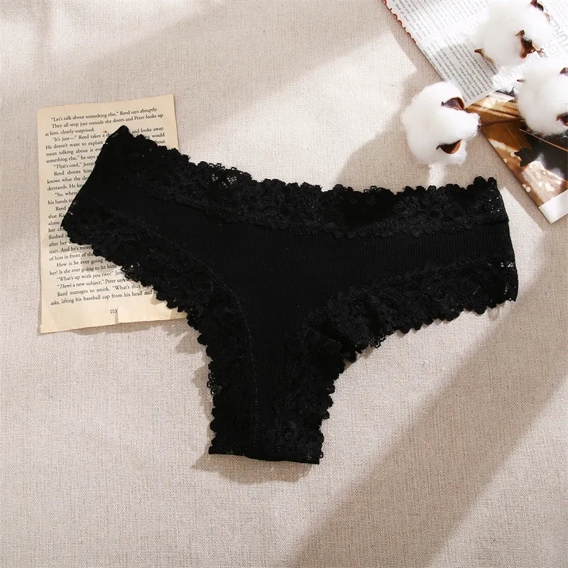 3Pcs/set Women Cotton Lace Panties Floral Intimate Underwear Trendy Patchwork Lace Briefs Female Soft Underpants Lingerie S-XL