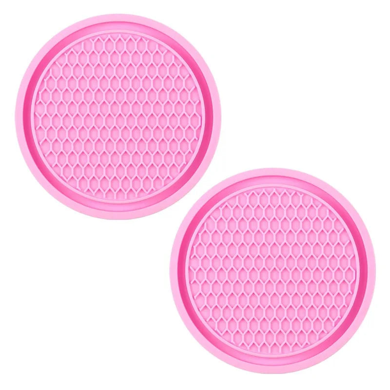 2Pcs Car Bling Rhinestone Cup Holder Drink Pad Interior Decoration Anti-slip Mat Round Durable Coaster Heat Resi Car Accessories