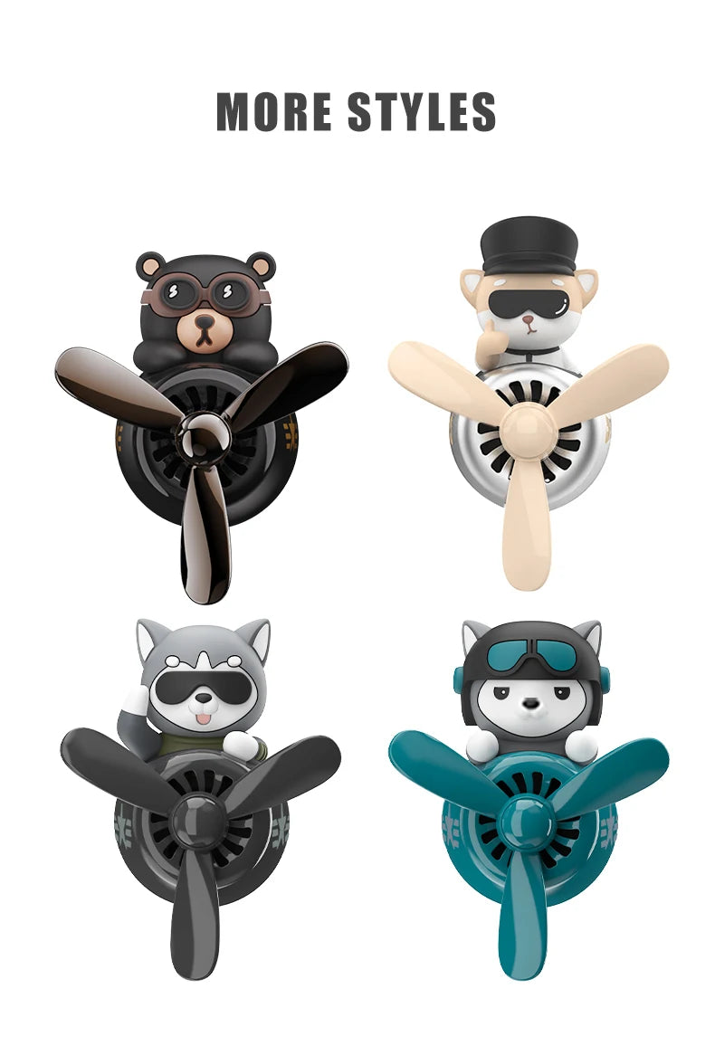 No perfume DIY fragrance Pilot dog car air freshener rotating plane ornament vent aroma diffuser decoration accessories cool fun