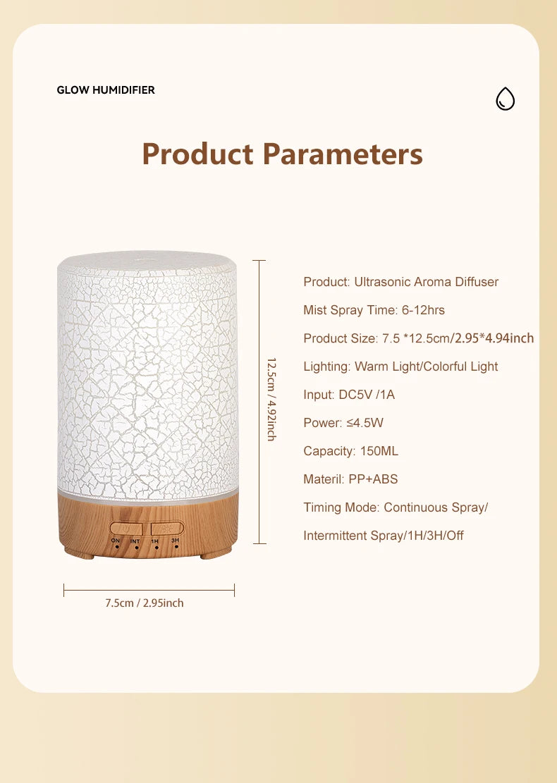 Essential Oil Aroma Diffuser Fragrance Cool Mist Difusor USB Powered Ultrasonic Air Humidifier with 7 Color LED Lights
