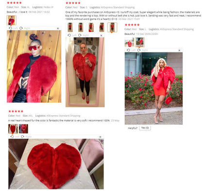 Autumn Winter Women Faux Fur Jacket Heart Pattern Personality O Collar Sleeveless Exaggeration Coat Female Fashion Tide Outwear