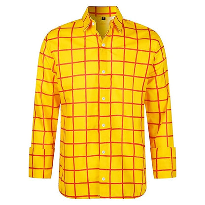 Men's Long Sleeve Shirt Casual Plaid Color Summer 3D Printed Lapel Shirt Summer New  Fashion Casual Men's Clothing Unisex Tops