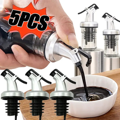 1-5PCS Oil Bottle Stopper Lock Plug Seal Leak-proof Nozzle Sprayer Oil Bottle Stopper Cap Liquor Dispenser Wine Pourer Gadgets