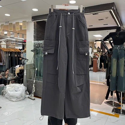Autumn Winter Casual Long Pants High Waist Wide Leg Pants Thickened Fleece Versatile Style for Women's Casual Wear