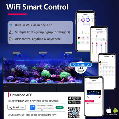 PopBloom WiFi Aquarium LED Light RL90/RL115, Professional Reef Aquarium Lamp Full Spectrum for Reef Coral SPS/LPS Fish Tank