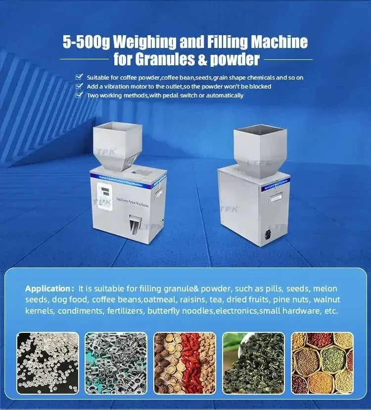 DIVEDEER 200G-500G Automatic Food Weighing Fillng Machine Powder Tea Flax Seed Granular Material Version Filling Machine