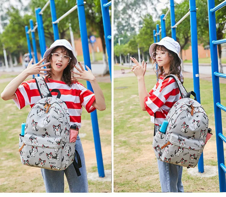Cute Cat School Bags For Teenage Girls Students Backpack Waterproof Book Bag Travel College Laptop Backpack