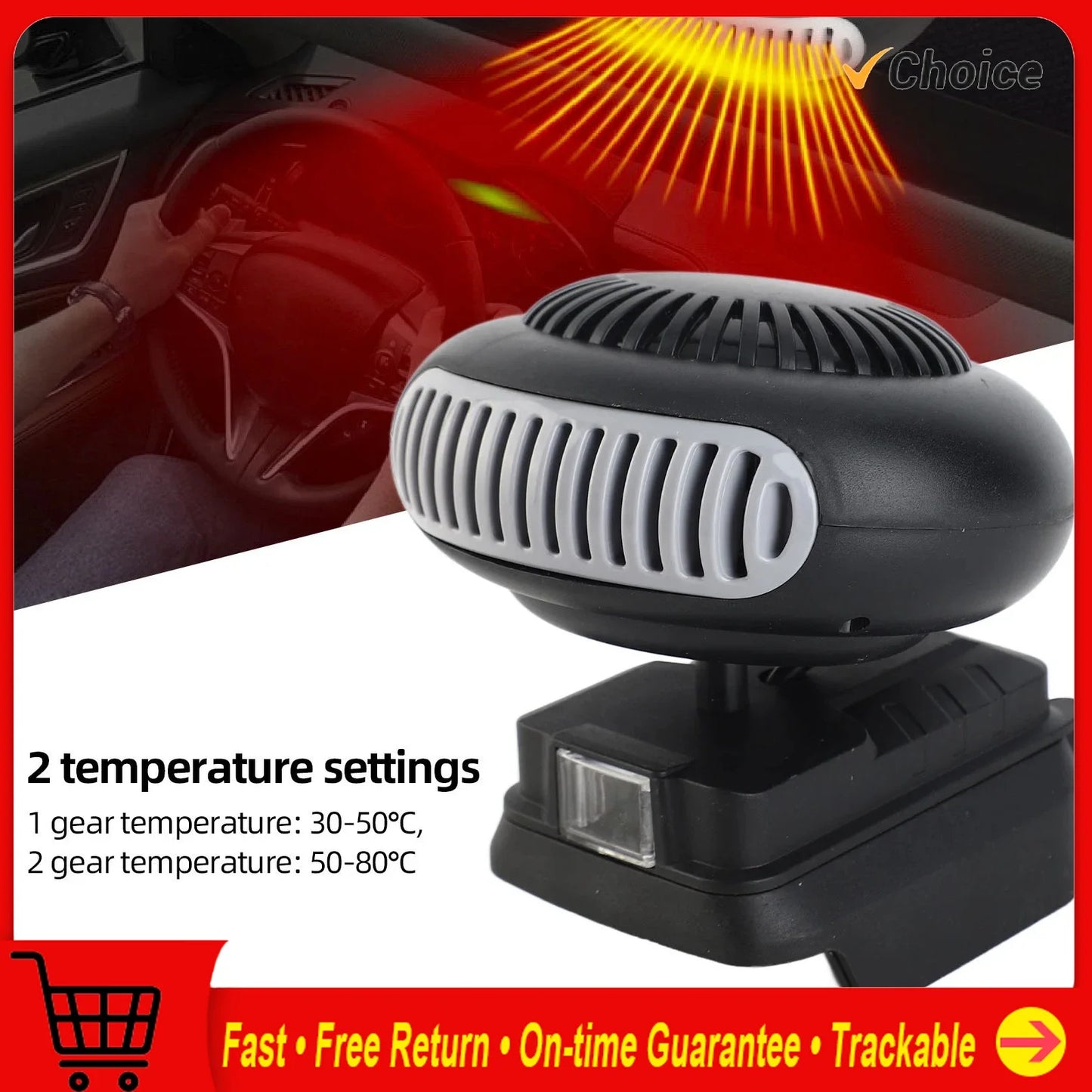 Electric Heater Fan Electric Portable 2 Gear  Space Heater 18V Battery Powered 170W for Workshop