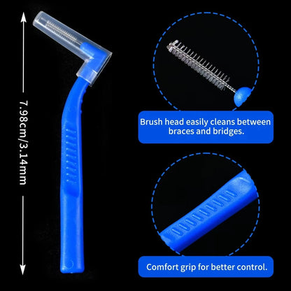 100pcs L-Shape Interdental Brush Wire Orthodontic Interdental Brush Orthodontic Toothbrush Soft Bristle Oral Care