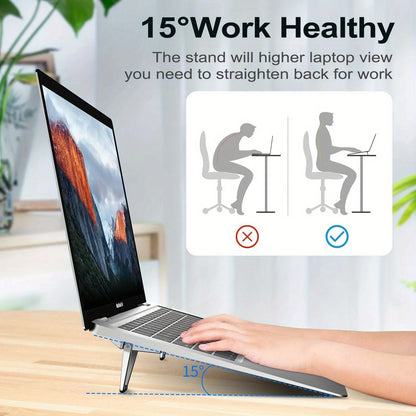 Portable Invisible Laptop Stand, Mini Aluminum Cooling Pad,Computer Keyboard Mount Kickstand, Ergonomic Lightweight Laptop Stand