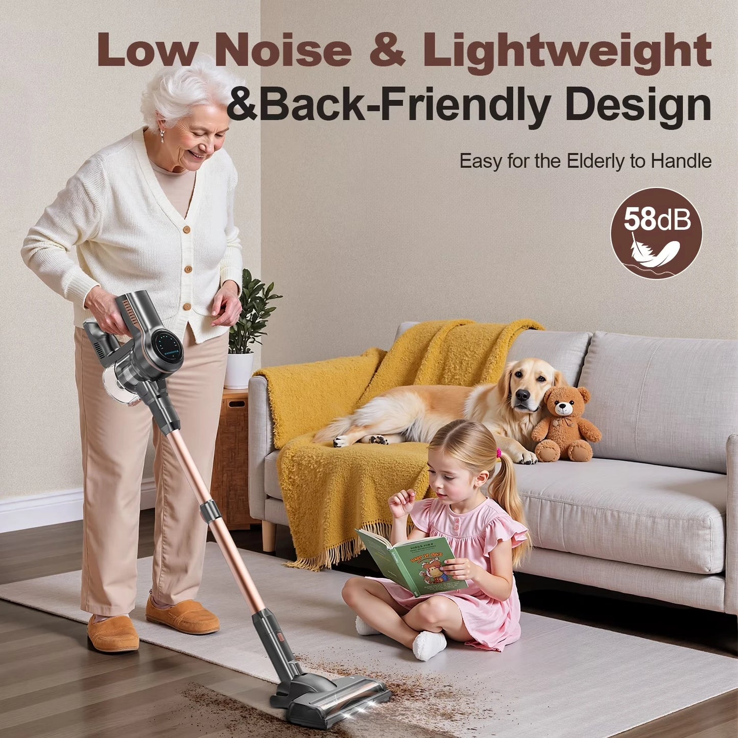 INSE S7P 465W Cordless Vacuum Cleaner 45KPA Strong Suction for Pet Hair and Carpet 55Mins Runtime Household Cleaning
