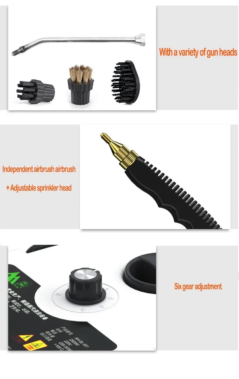 2500W High Temperature and Pressure Handheld Steam Cleaners Air Conditioner dog Hood Car Steam Clean V EU Plug