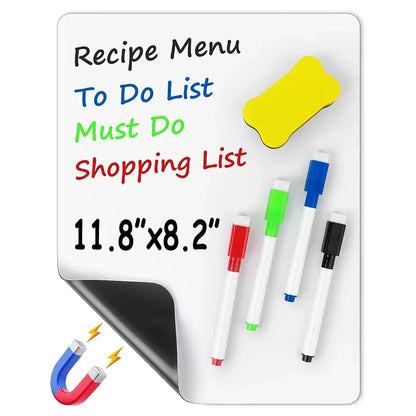 A4 Size Dry Erase White Board for  Fridge Sticker Magnetic  Whiteboard,Portable 11.8"x8.2" Planner for Refrigerator