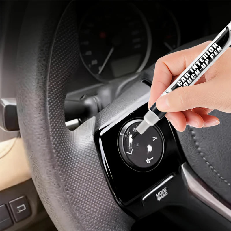 Car Function Button Touch-Up Pen - Interior Repair Pen, Suitable for Scratch Treatment on Black Plastic Steering Wheels, Dashboards, and Center Consoles, Professional-Grade Durable Paint for Plastic Surface Refurbishment and