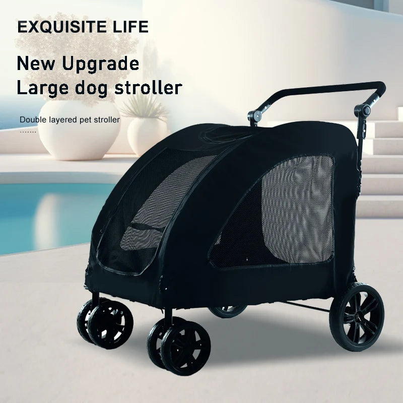Large-sized Pet Stroller for Outdoor Travel Dog Mobility Scooter Large Capacity Dog Car Multifunctional Foldable Pet Stroller