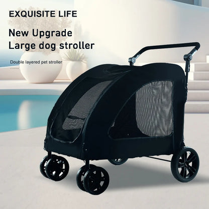 Large-sized Pet Stroller for Outdoor Travel Dog Mobility Scooter Large Capacity Dog Car Multifunctional Foldable Pet Stroller