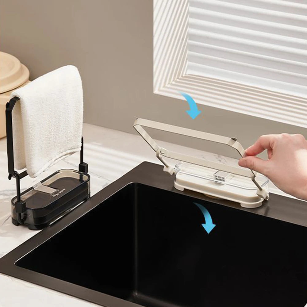 Kitchen Sink Filter Rack With 50pcs Net Filter Bag Foldable Multi-Purpose Drainage Basket Leftovers Soup Food Drainer Shelf