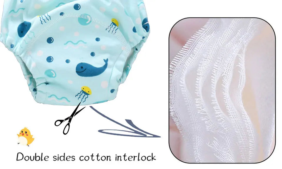 Baby Reusable Potty Training Pants Toddler Cotton Ecological Cloth Diaper Panties Waterproof Washable Nappies Boy Girl Underwear