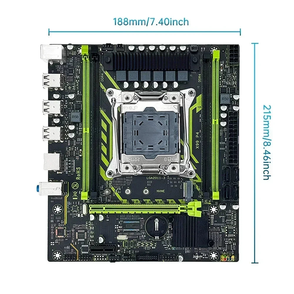 SOYO X99 Motherboard Set With LGA2011-3 Xeon E5 2630 V4 CPU DDR4 8GB (1*8GB)  2133MHz RAM NVME M.2 SATA Computer Accessories