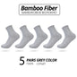 5 Pairs Bamboo Fiber Men's Socks Classic Business Crew Socks Spring Autumn Casual Comfortable Breathable Compression Bamboo Sox