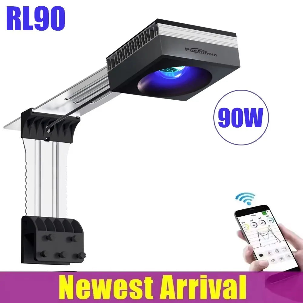 PopBloom WiFi Aquarium LED Light RL90/RL115, Professional Reef Aquarium Lamp Full Spectrum for Reef Coral SPS/LPS Fish Tank