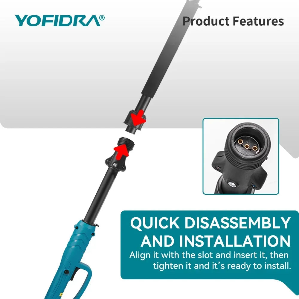 YOFIDRA 3IN1 Brushless Electric Chainsaw Telescoping Pole High Branch Saw Woodworking Pruning Power Tool  Makita 21V Battery Pin