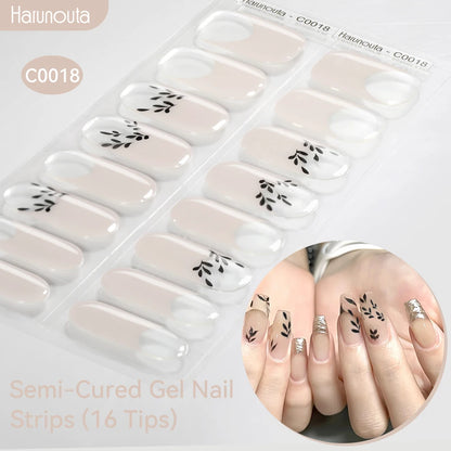 Gradient Auroras Semi Cured Gel Nail Strips Sparkly Shinning DIY Gel Polish Stickers for Nails Works with UV/LED Nail Lamps