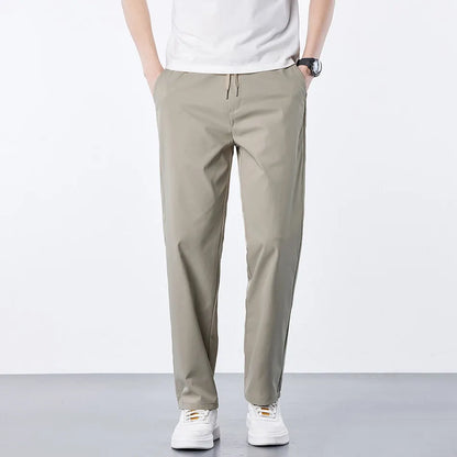 Mens Elastic Waist Casual Pants Quick Dry Wrinkle Free Slacks Summer Light Weight Trousers Spring Summer Running Golf Pants