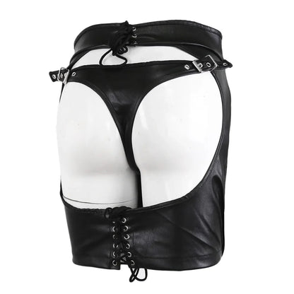 SM Products Adult Toys Black Leather Bondage Set Bdsm Sex Erotic Fetish Mini Dress Porn Skirt Adult Games  Exotic Accessories