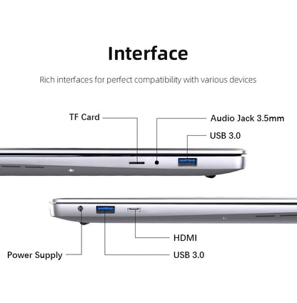 Xiaman 14.1 Inch HD Display Laptop Computer Windows 11 Pro Intel Atom A3950 Laptops Lightweight Notebook PC Office Study Computer