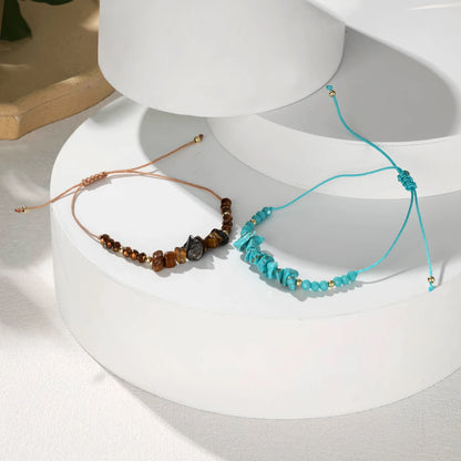 12 piece irregular natural stone woven stretchable bracelet set suitable for daily wear