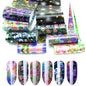16Pc Holographic Nail Foil Set Starry Transfer 20*4cm Sticker Laser Flowers Leopard Mix Design Decal DIY Nail Art Decoration