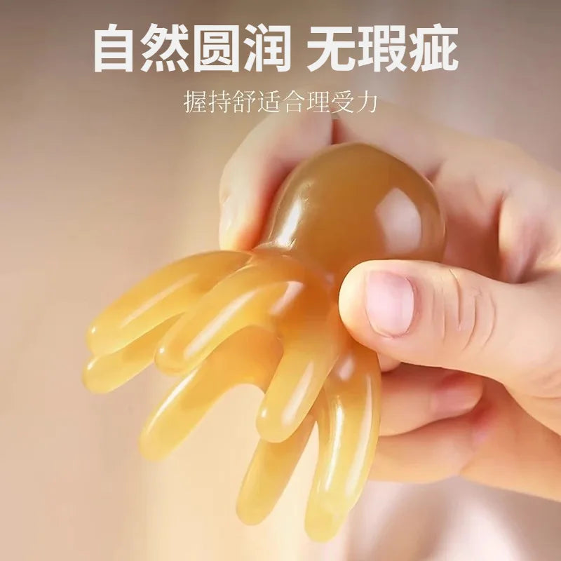 Resin Octopus Massage Comb Head Meridian Scraping Scalp Massage Brush Acupuncture SPA Gua Sha Massage Comb for Fatigue Relief