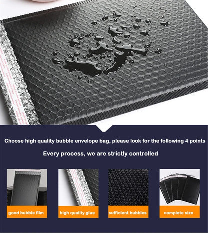 50/100 Pcs Black Bubble Packaging Envelope Mailing Envelopes Mailer Poly Envelope for Shipping Self Seal Bubble Bags Padding