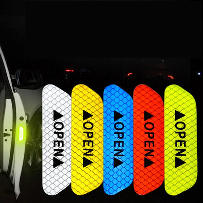 4 PCS Car Open Reflective Sticker Universal Safety Warning Mark Reflective Stickers Lighting Luminous Decor Auto Door Stickers