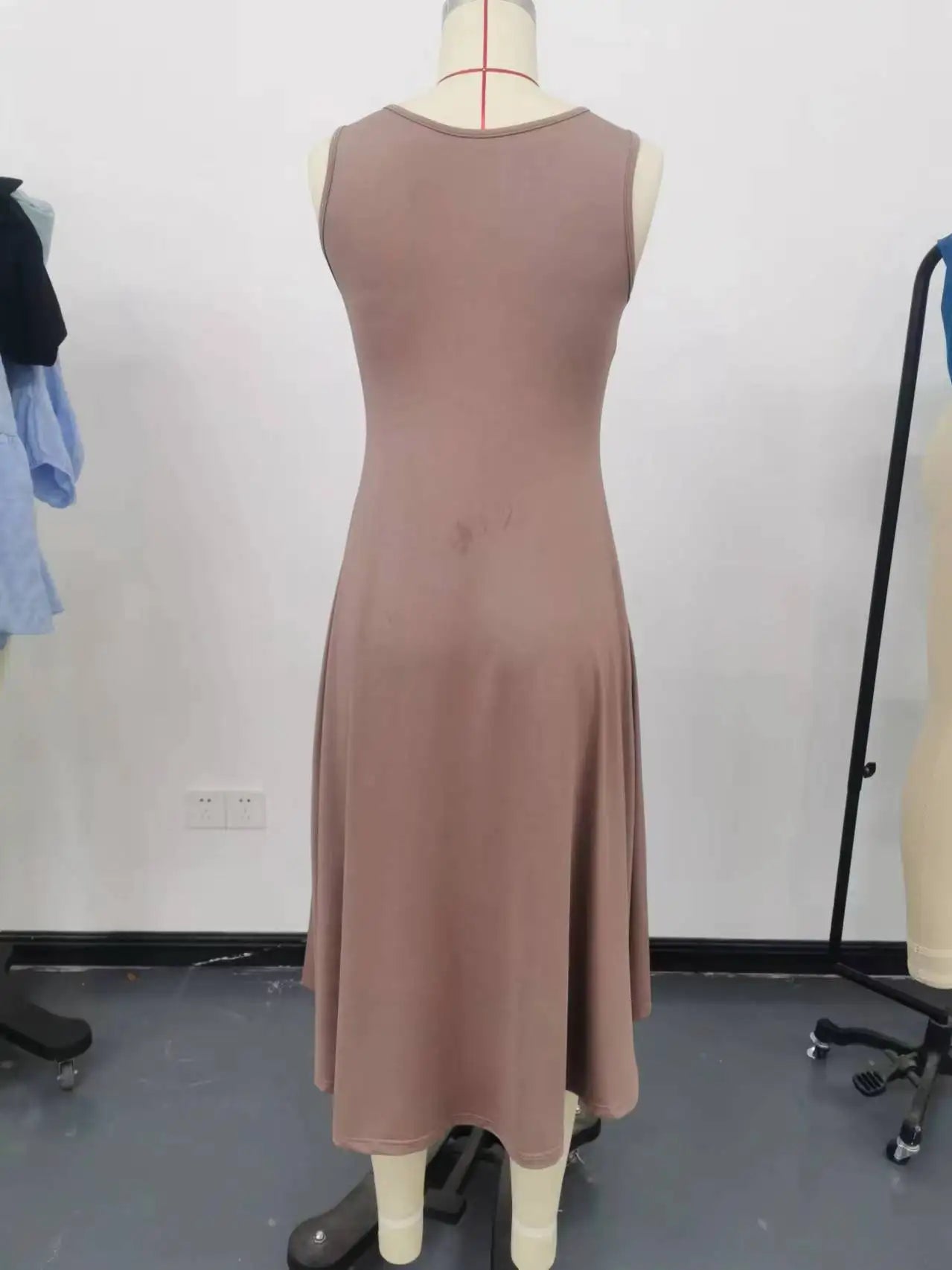 New Women's Dress Slim Sleeveless A-line Skirt Elegant Simple Office Red Korean Midi Skirt for Female