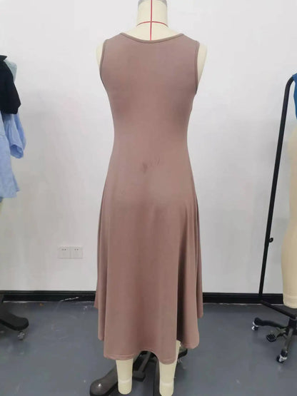 New Women's Dress Slim Sleeveless A-line Skirt Elegant Simple Office Red Korean Midi Skirt for Female