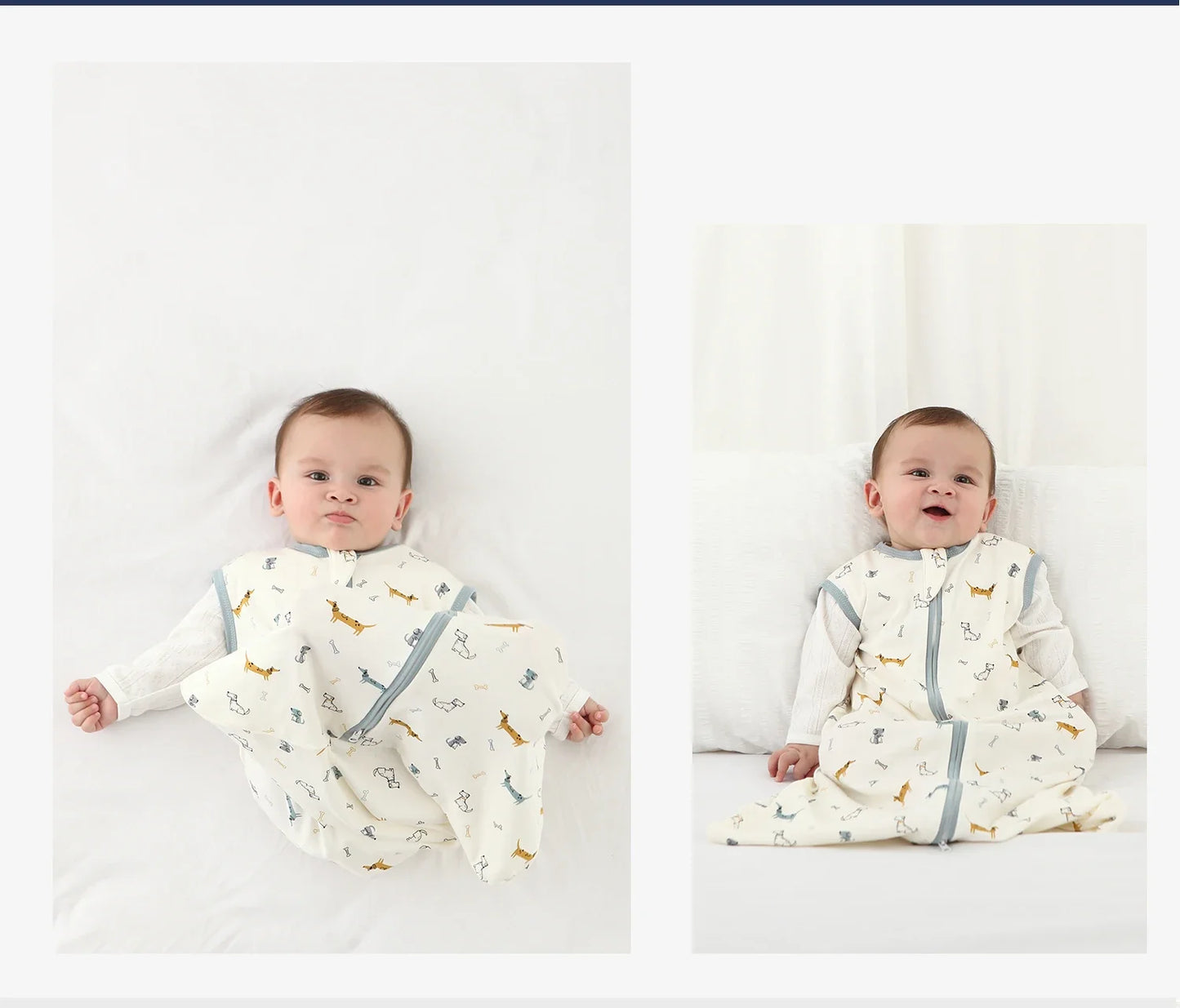Baby Sleeping Bag Newborn Baby Anti-shock Sleeping Bag Pajamas Baby Pajamas Light Zipper Crawling Suit Anti-kick Cartoon Animal