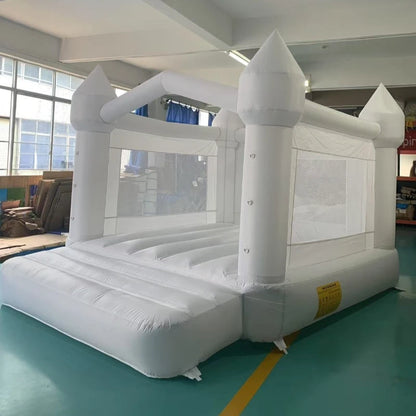 4*3*2.6M White Bounce House For Kids Bouncy House White For Children Inflatable Jumping Castle With Blower Slide 5-8 Kids