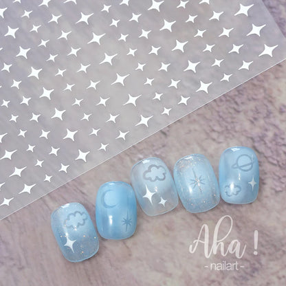 1pc Sliver Gold Star Nail Art Stickers Y2K Charms Self-Adhesive Sliders Laser White Chrome Gel Polish Decals Kawaii Accesories