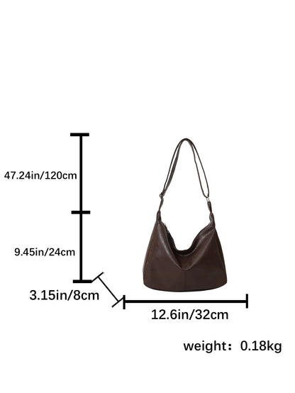 HOMEFISH Leather Commuter Vintage Casual Tote Bag Maillard Stylish Crossbody Bags for Women Texture Large Capacity Temperament