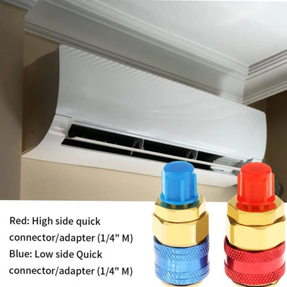 R134A Low High Auto Car Quick Coupler Connector Brass Adapters Car Air Conditioning Refrigerant Adjustable AC Manifold Gauge
