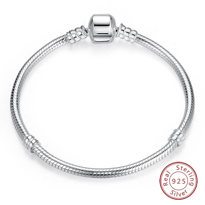 Bracelet Silver 925 Original 17-20CM Star Moon Sun Four Leaf Clover Green Zircon Bracelets Fit DIY Charms Birthday Jewelry Gifts