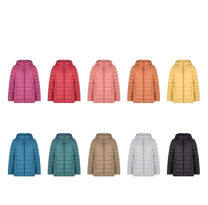 Women's plus Size M-6XL Hooded Puffer Jacket 90% Down Quilted Warm Coat Parka with Detachable Hat Winter Outerwear