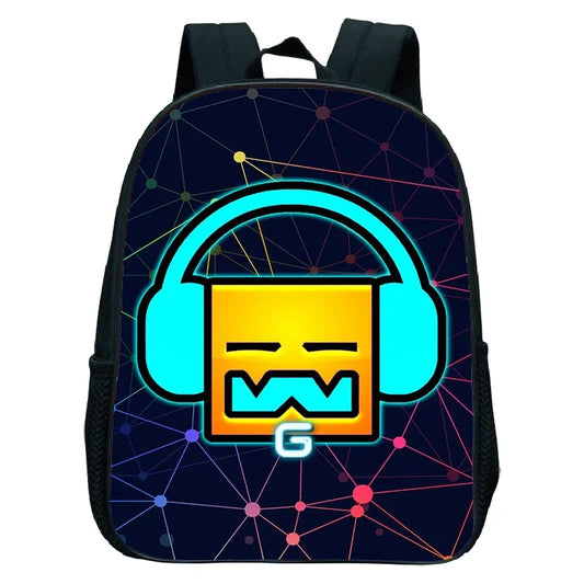 16 Inch Angry Geometry Dash Backpack Boys Girls Bookbag Cartoon Game Kids Kindergarten School Bags Toddler Childcare Backpack