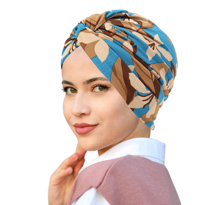 2025 New Soft Elastic Colorful Muslim Inner Hijabs Women Islamic Muslim Hijab Instant Turban Cap For Ladies Stripe Bohemia Print