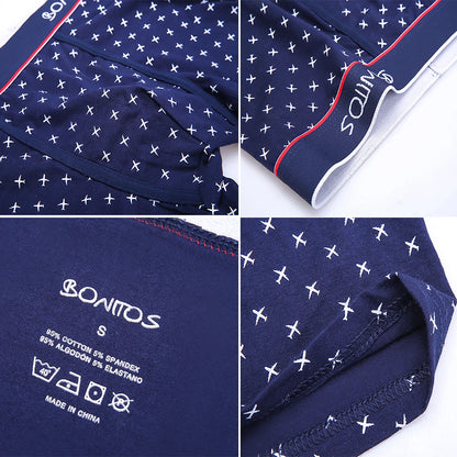 4pcs Cotton Boxer Shorts Soft Men's Panties BONITOS Letter Waistband Men Underpants Boxer Briefs Sexy Underwear for Man Boxers