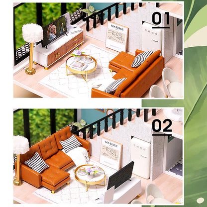 Doll House Kit 3D Wooden Mini DollHouse Assembly Building with Furniture Kit Toy For Birthday Gift 3D Puzzle Handmade Home Decor