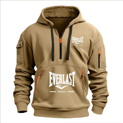 Fashion autumn and winter men's brand clothing multi-zipper design printed hoodie casual sweatshirt loose hooded jumper